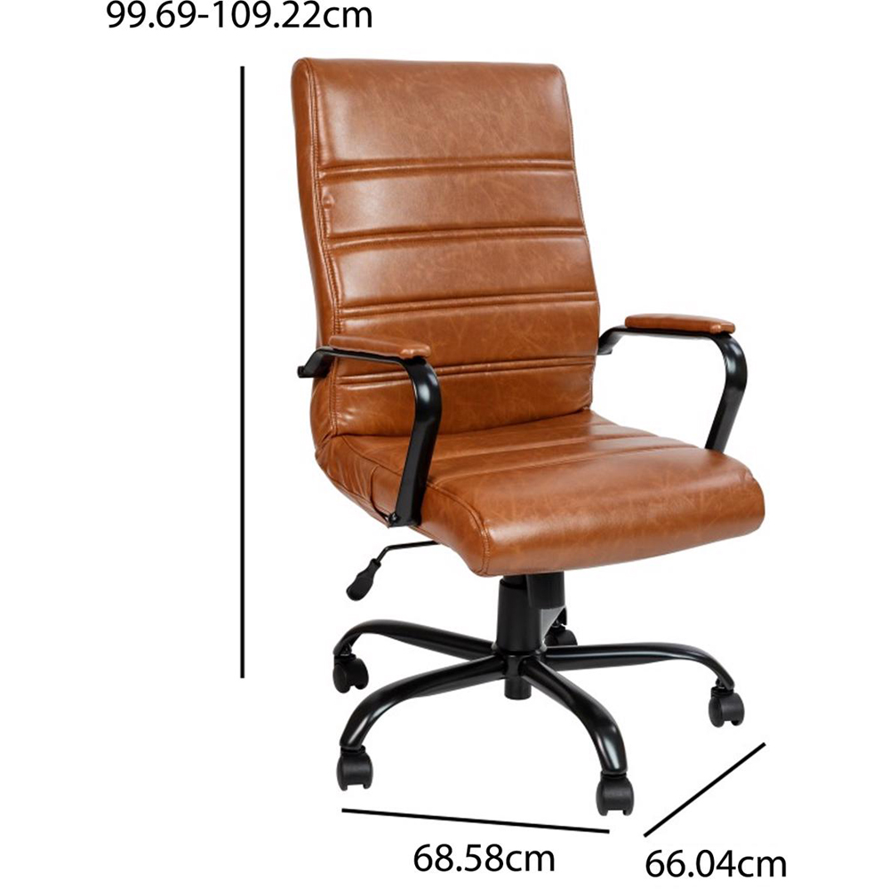 FWStyle Tan Faux Leather Ribbed Office Chair Image 6