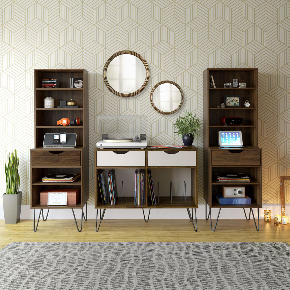 Novogratz Harmony 2 Drawer Brown Oak Turntable Stand Image 6