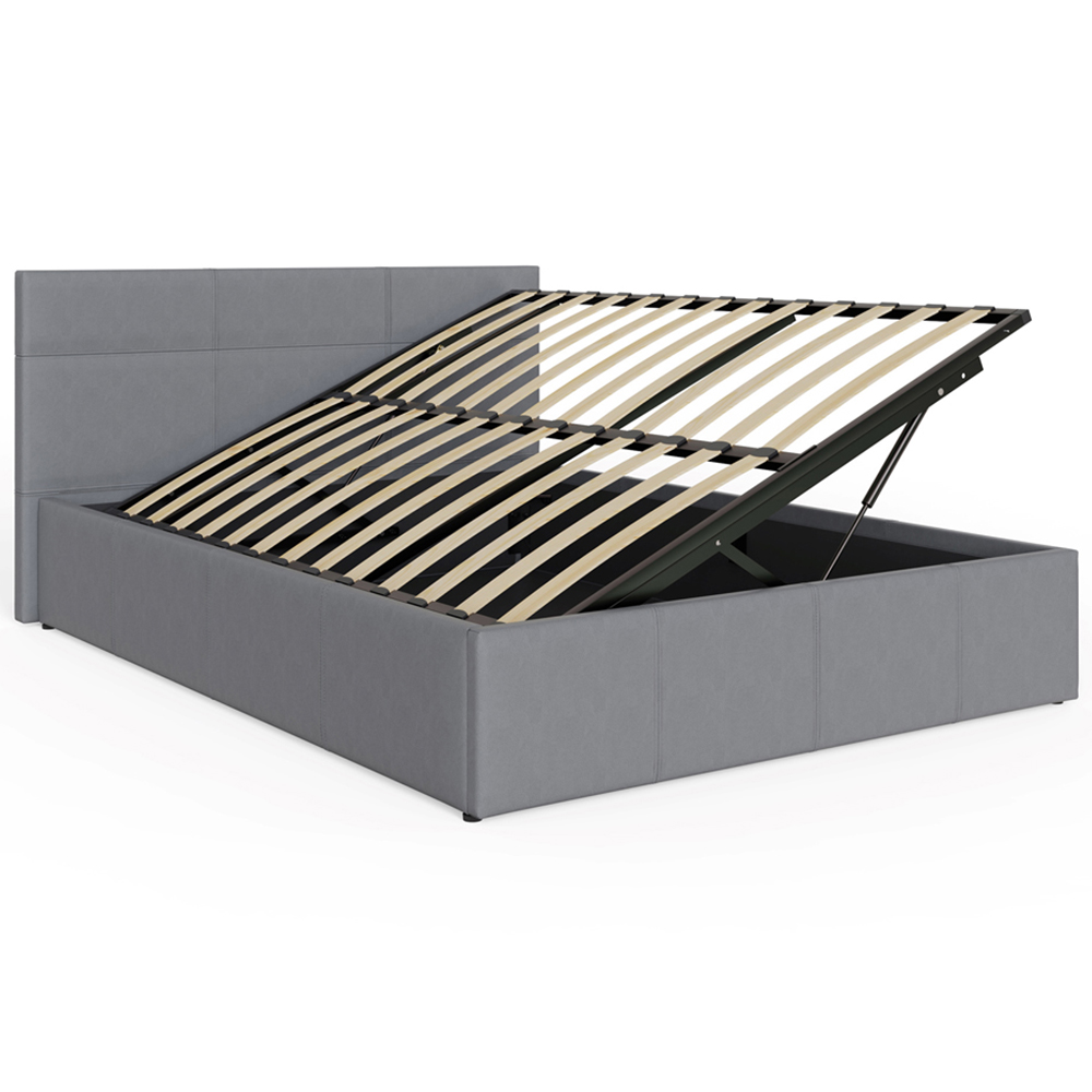 GFW King Size Grey Faux Leather Side Lift Ottoman Bed with Bonnell Mattress Image 4