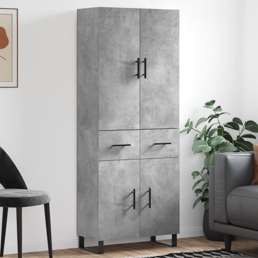 vidaXL 4 Door 2 Drawer Concrete Grey Highboard Image 1