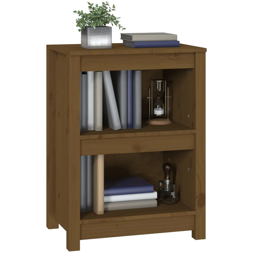 vidaXL 2 Shelf Honey Brown Solid Pine Wood Bookcase Image 4