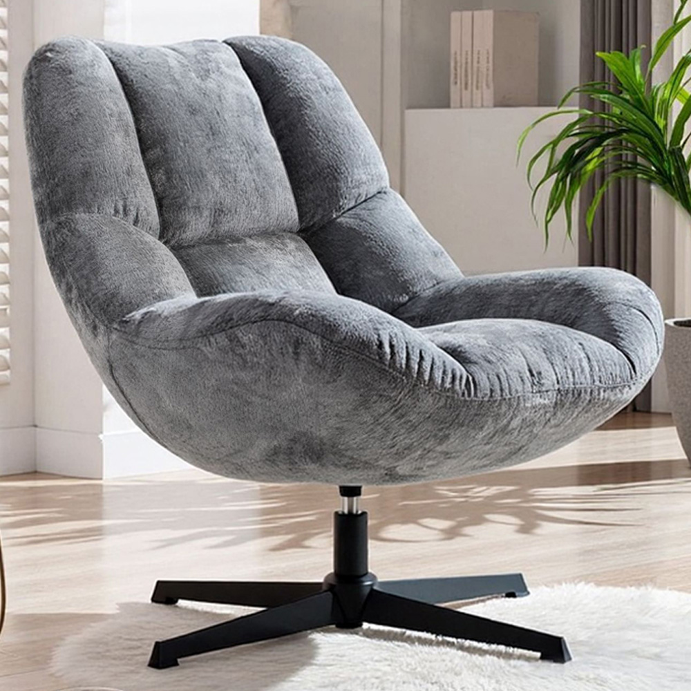 Silverdale Grey Chenille Swivel Accent Chair Image 1