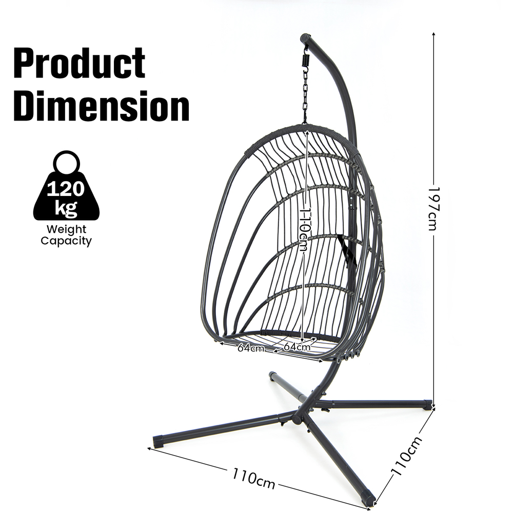 Costway Grey Swing Foldable Egg Chair Image 9