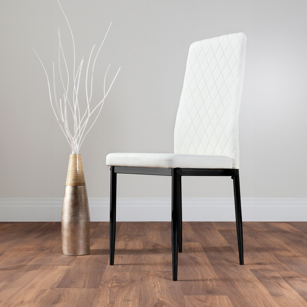 Furniturebox Valera Set of 6 White and Black Faux Leather Dining Chair Image 5