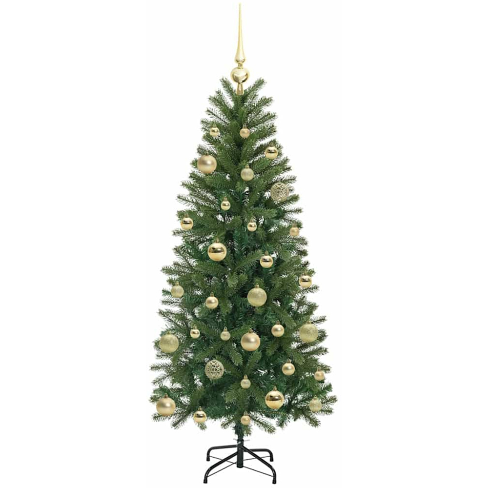 vidaXL Pre-Lit Gold Baubles Green Artificial Christmas Tree 5ft Image 4