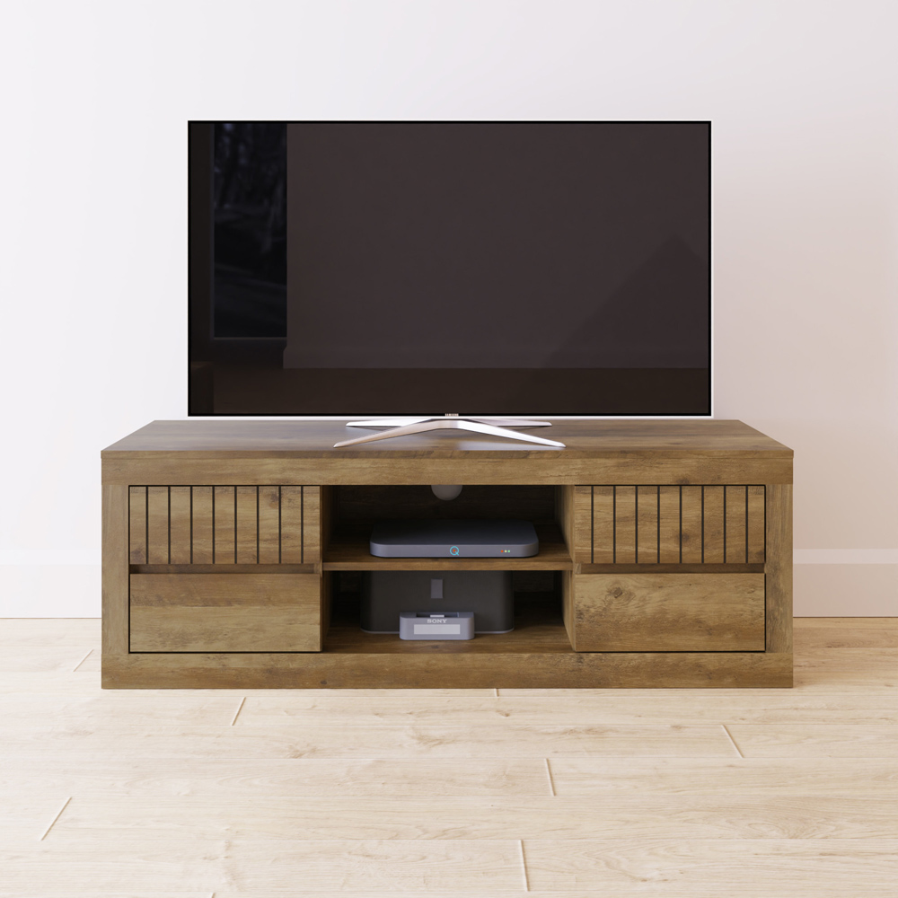 GFW Cartmel 4 Drawer 2 Shelf Knotty Oak TV Unit Image 7