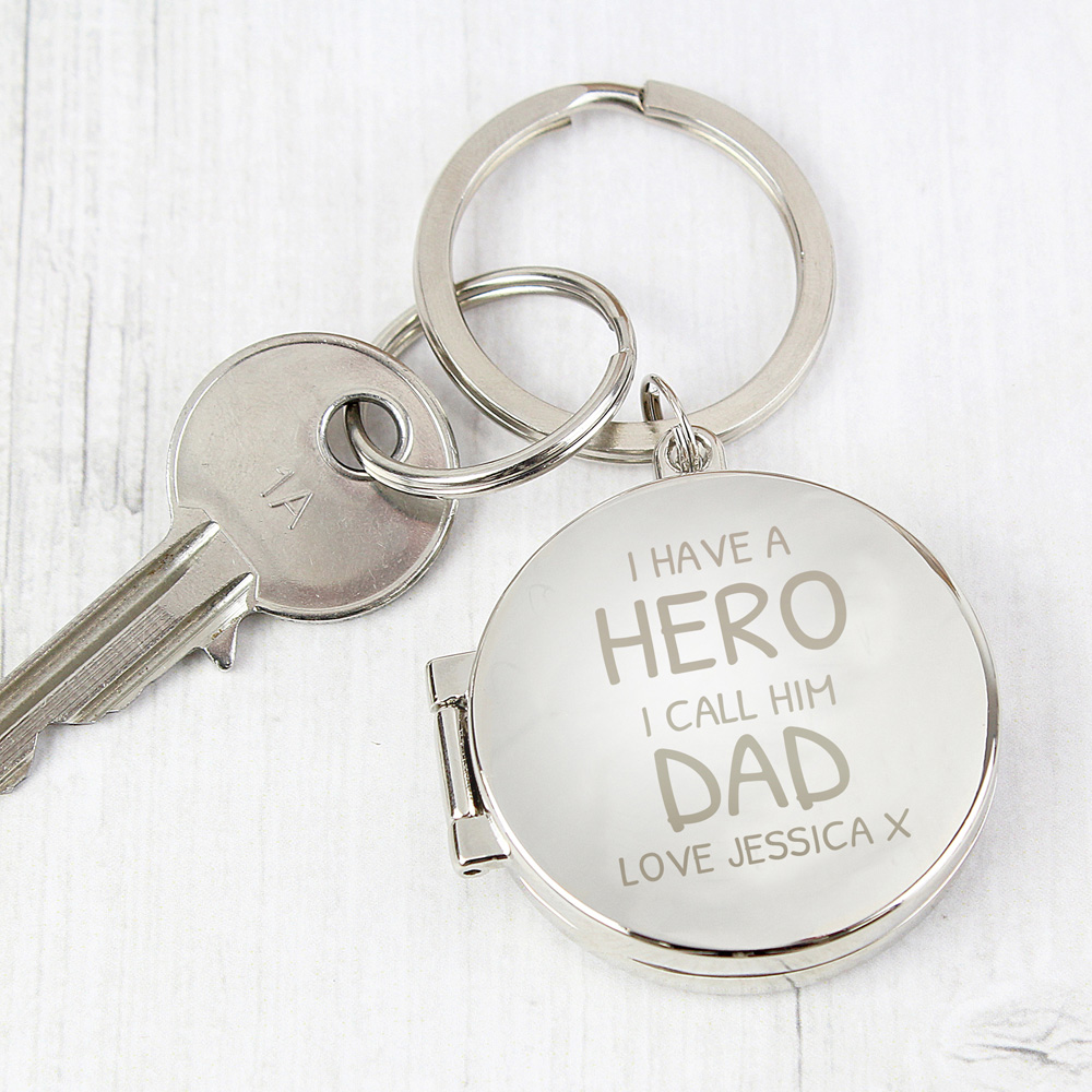 Personalised Memento Personalised I Have A Hero Round Photo Keyring Image 3
