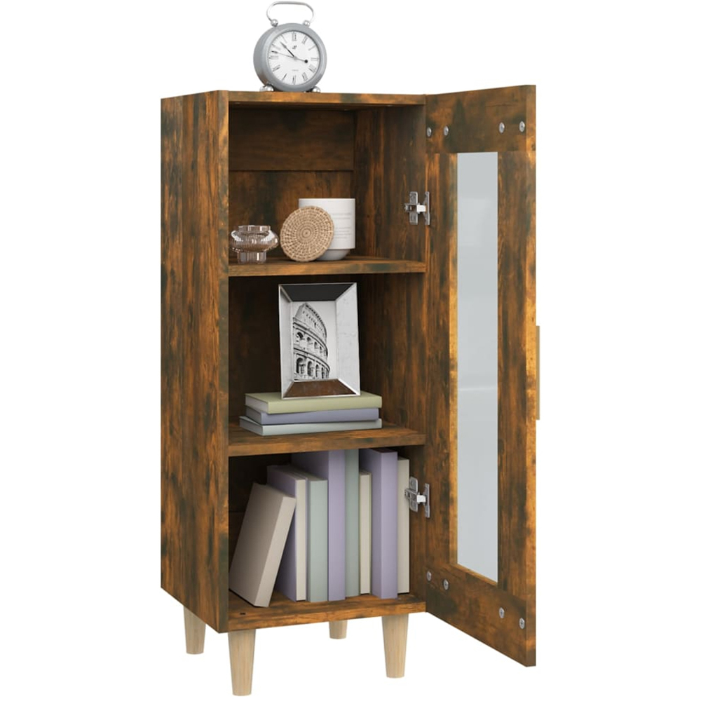 vidaXL Single Glass Door Smoked Oak Sideboard Image 5