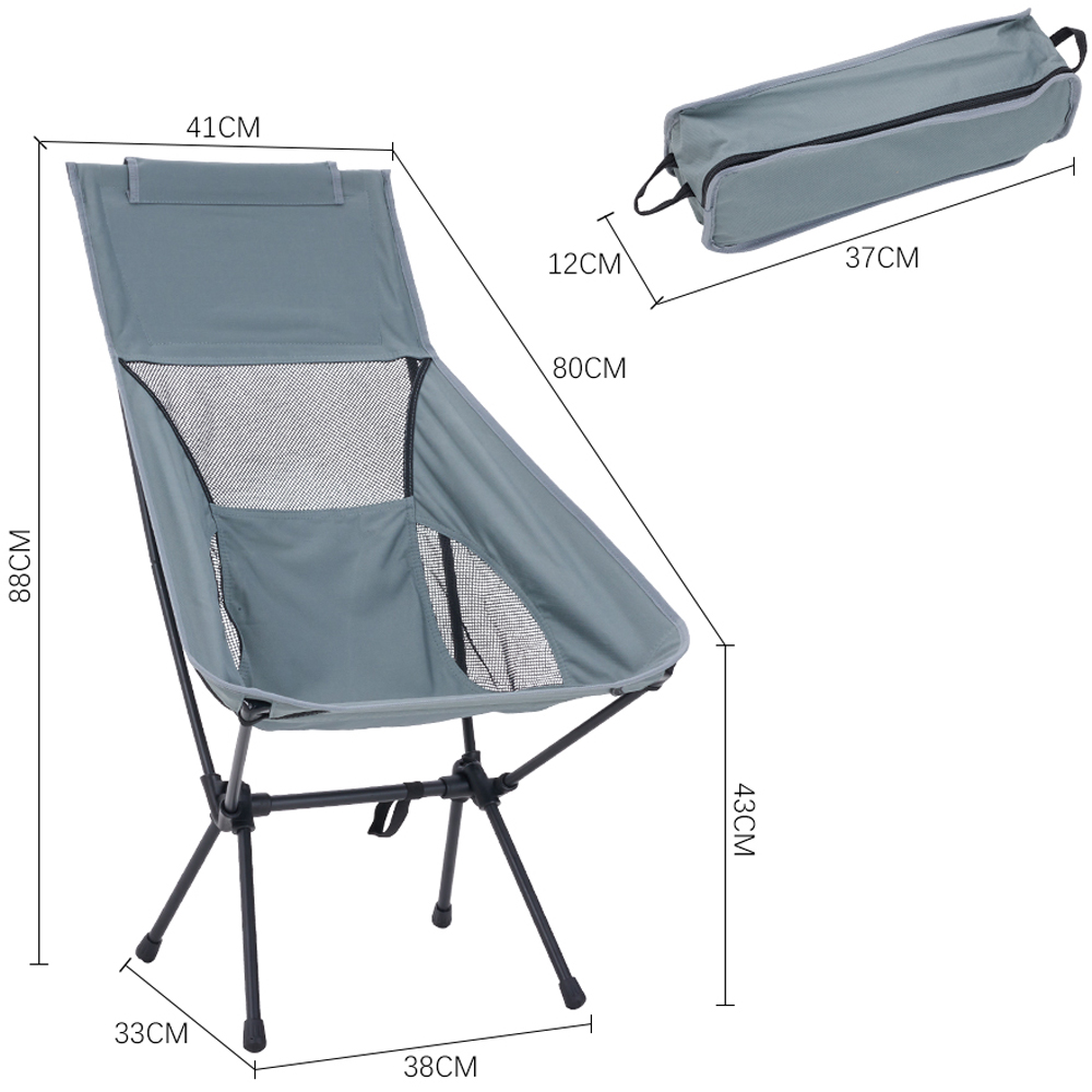 Living and Home Grey High Back Foldable Camping Chair Image 8
