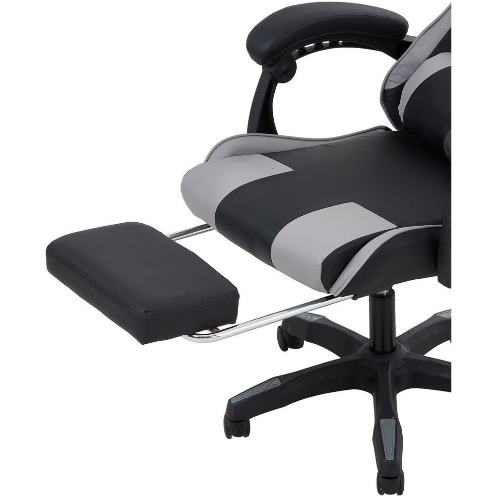Living and Home Grey and Black Gaming Chair with Footrest Image 5