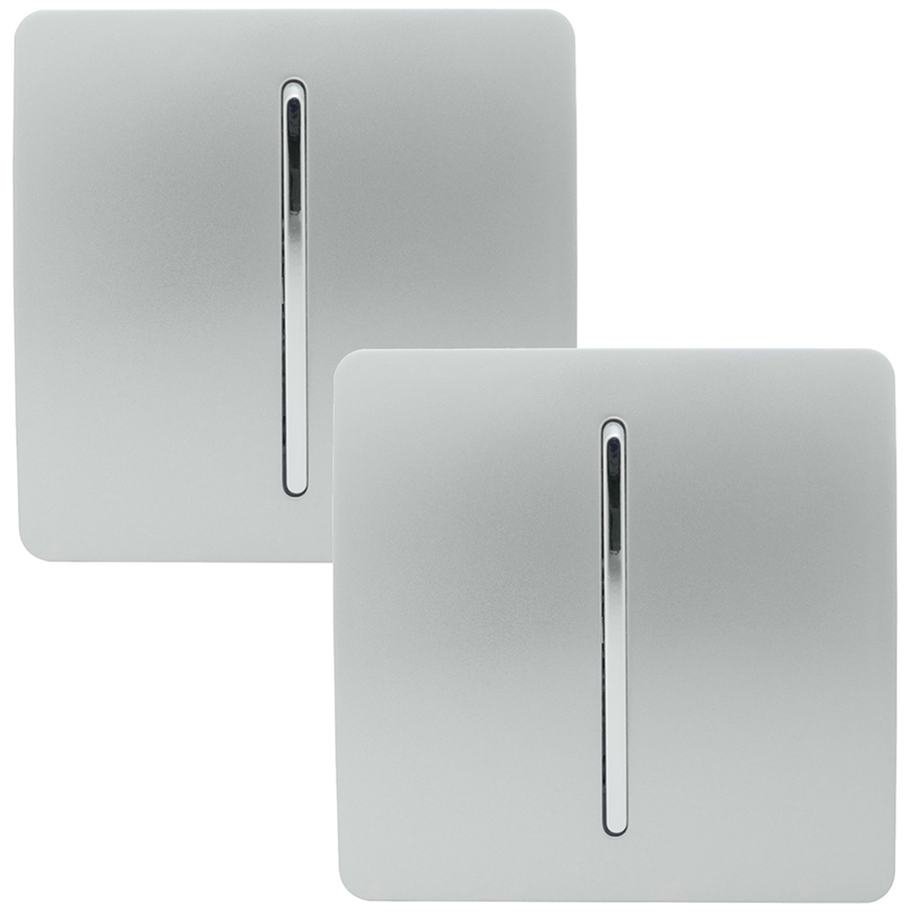 Trendi Switch 1 Gang 1 or 2 Way Platinum Silver Rocker Light Switch 2 Pack Image 1