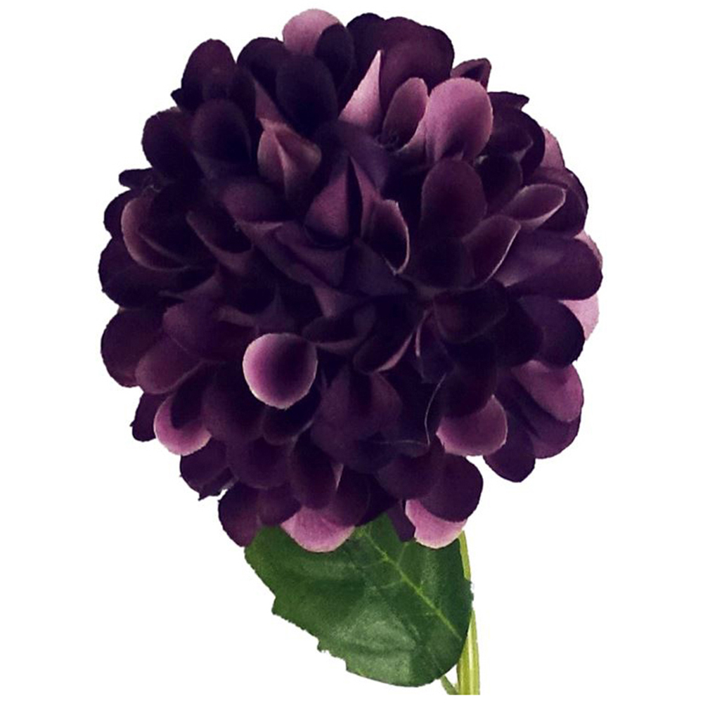 Leaf Purple Dahlia Pom Pom Artificial Flower Stem 75cm 6 Pack Image 3