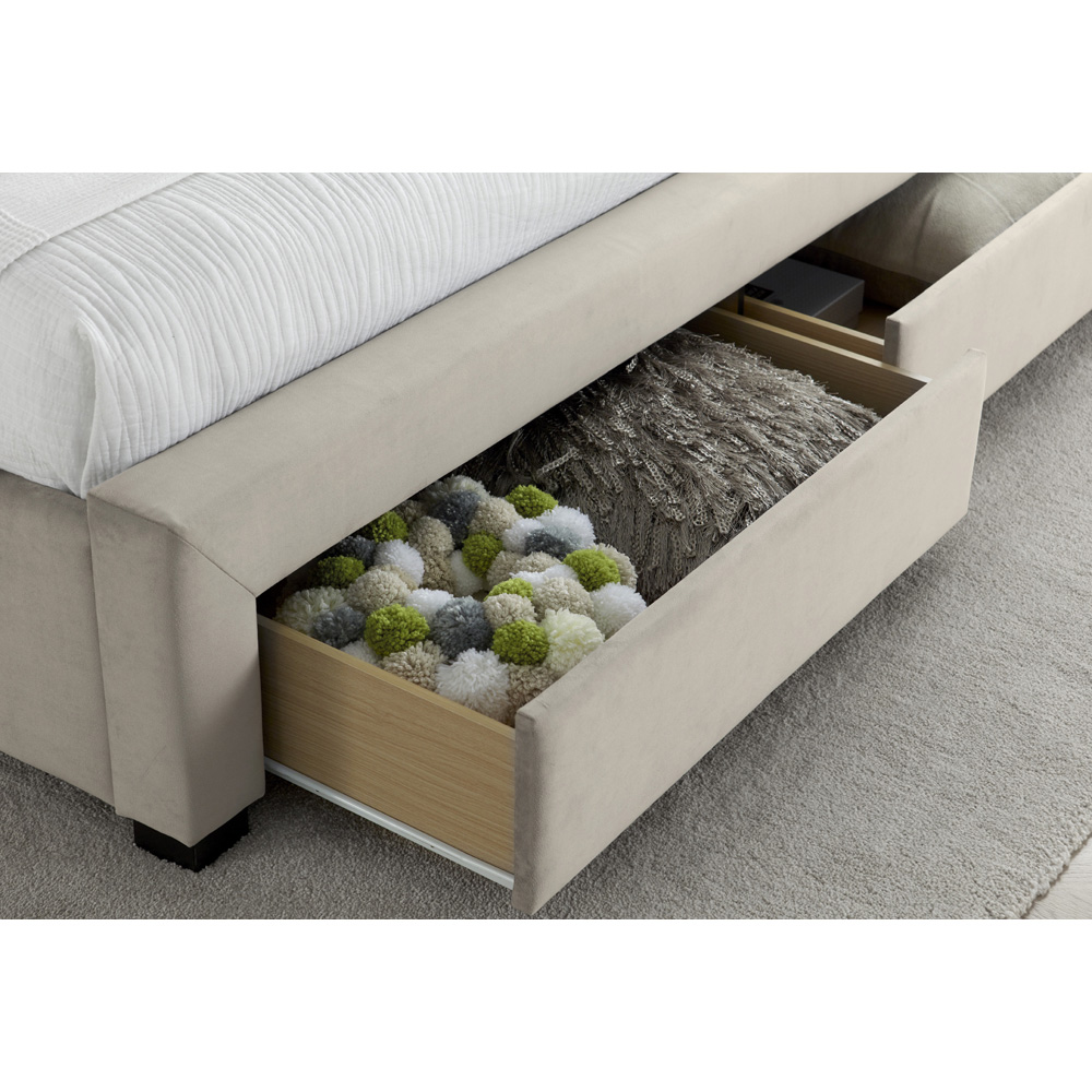 Bedmaster Newton Double Warm Stone Velvet Storage Bed Frame with 4 Drawers Image 2