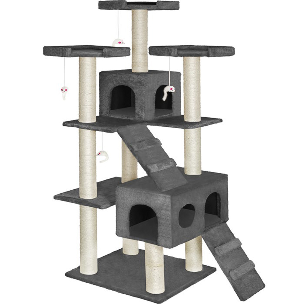 tectake Knuti Anthracite Cat Tree with Scratching Post 186cm Image 1