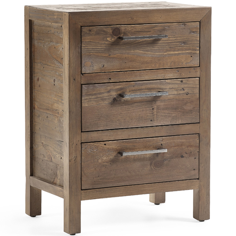 Julian Bowen Heritage 3 Drawer Wooden Bedside Table Image 2