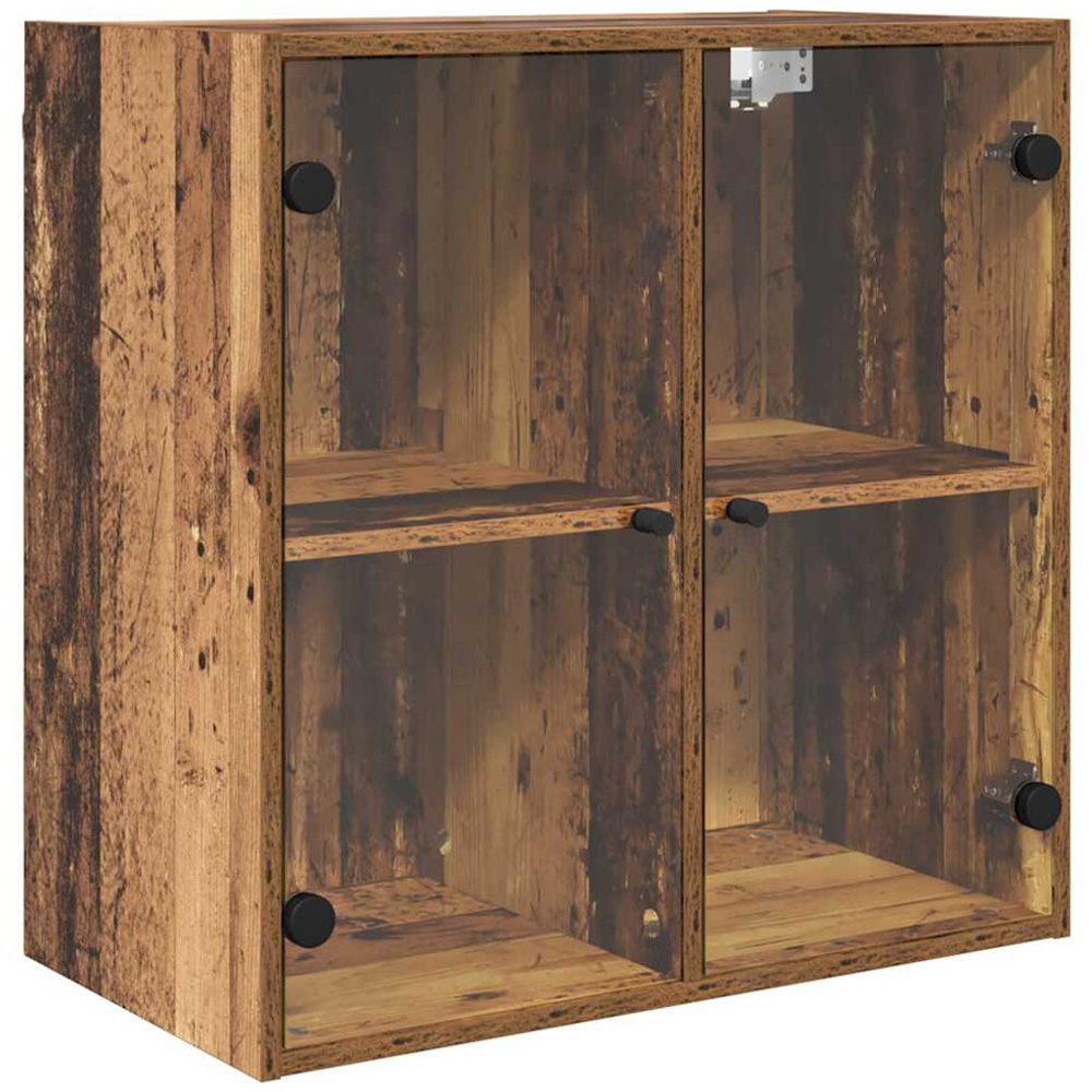 vidaXL 2 Glass Door Old Wood Wall Cabinet Image 2