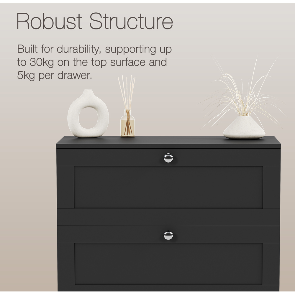 VIDA DESIGNS Altino 5 Drawer Black Shaker-Style Chest of Drawers Image 6