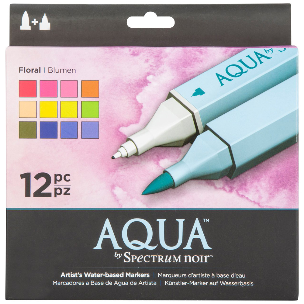 Pack of 12 Aqua Spectrum Noir Water-Based Markers - Floral Image