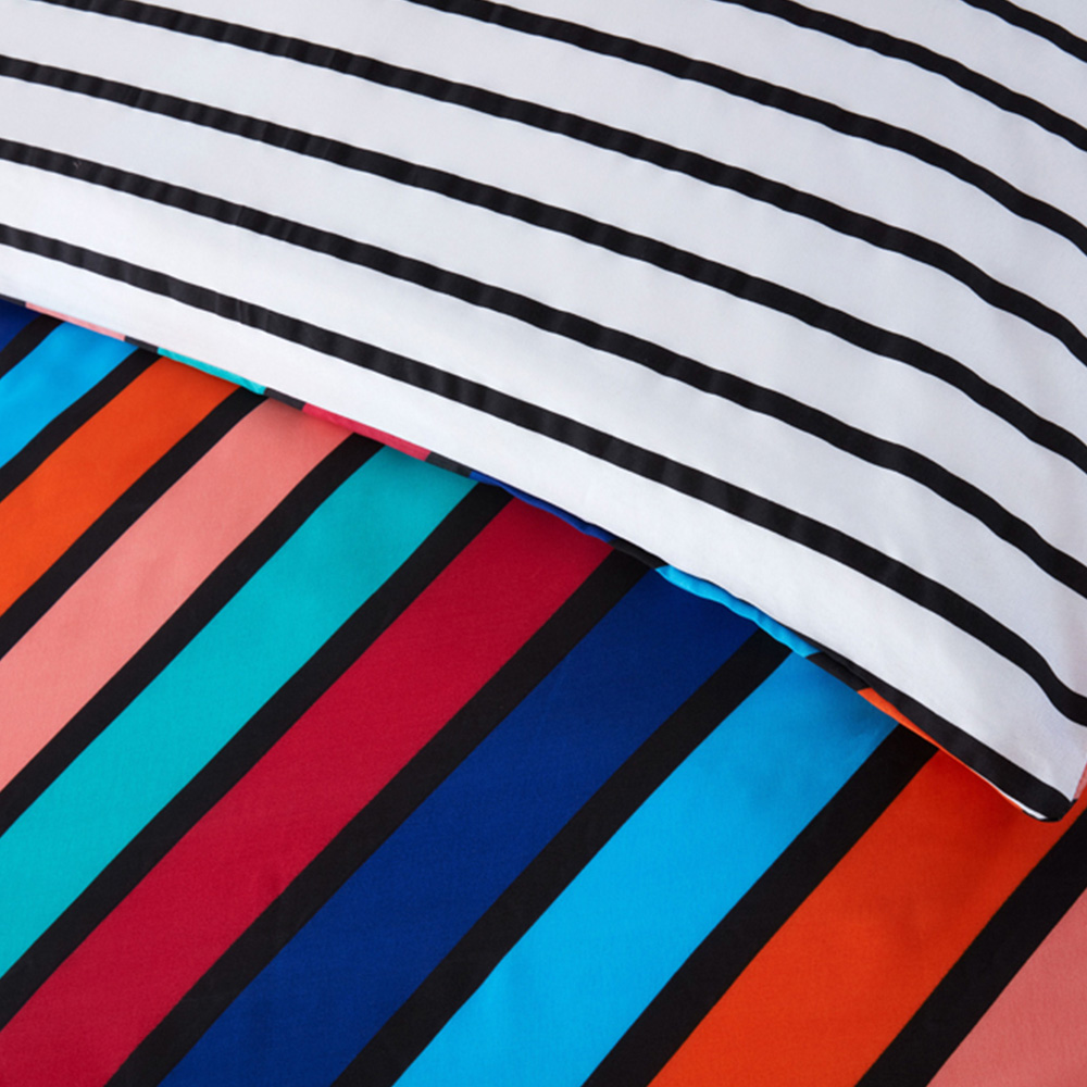 Rapport Home King Size Oxford Bright Stripe Microfibre Reversible Duvet Cover Set Image 3