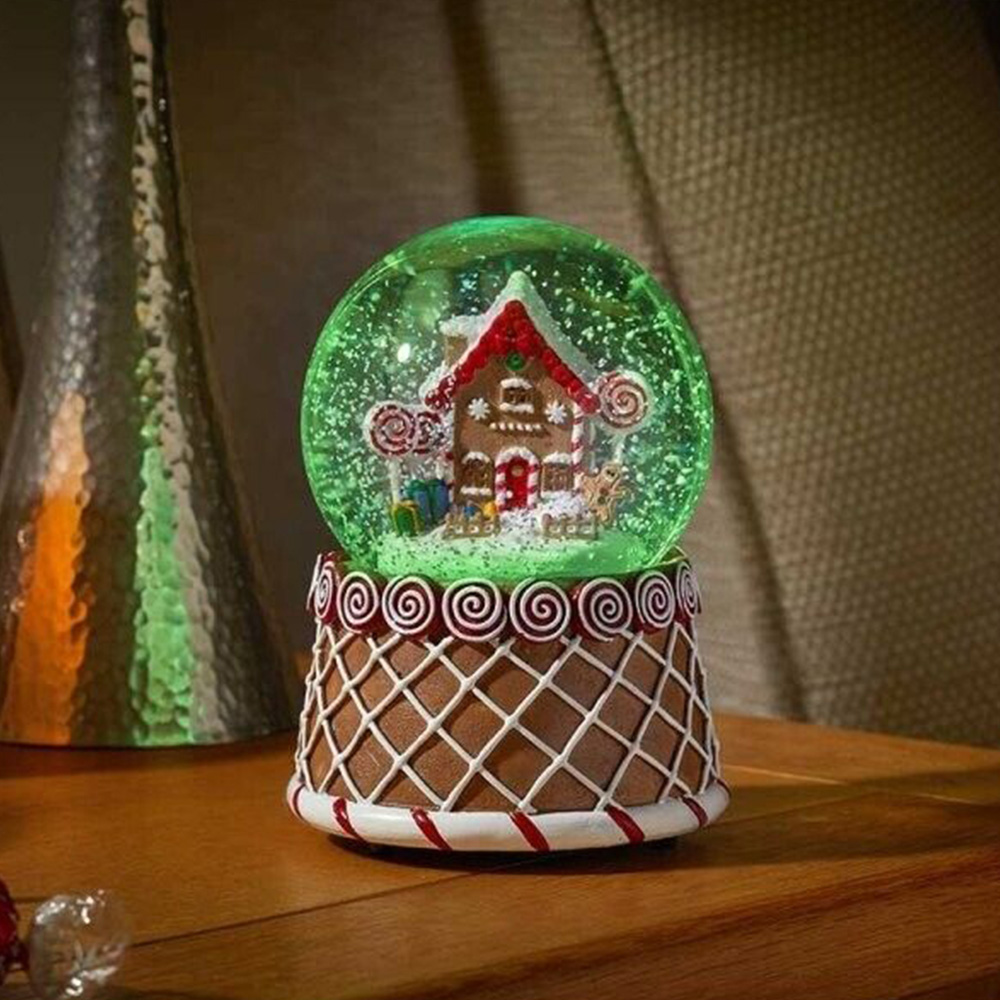 Marco Paul LED Gingerbread House Musical Snow Globe 10cm Image 3