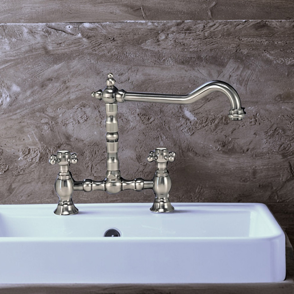 Piralla Baroq Antique Nickel Bridge Tap with Swivel Pout Image 3