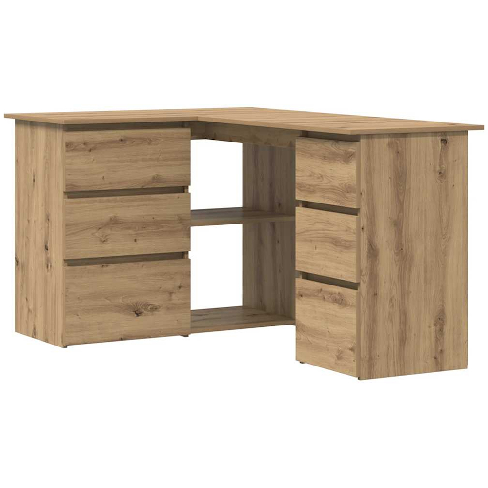 vidaXL 2 Door 4 Drawer L-Shape Corner Desk Artisan Oak Image 2