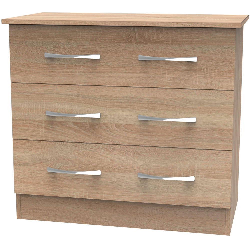 Crowndale Avon 3 Drawer Bardolino Oak Chest of Drawers Image 2