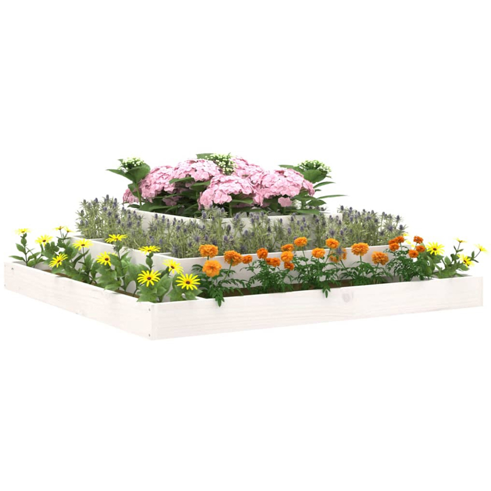 vidaXL White Solid Wood Square Planter Box 110 x 110 x 27cm Image 2