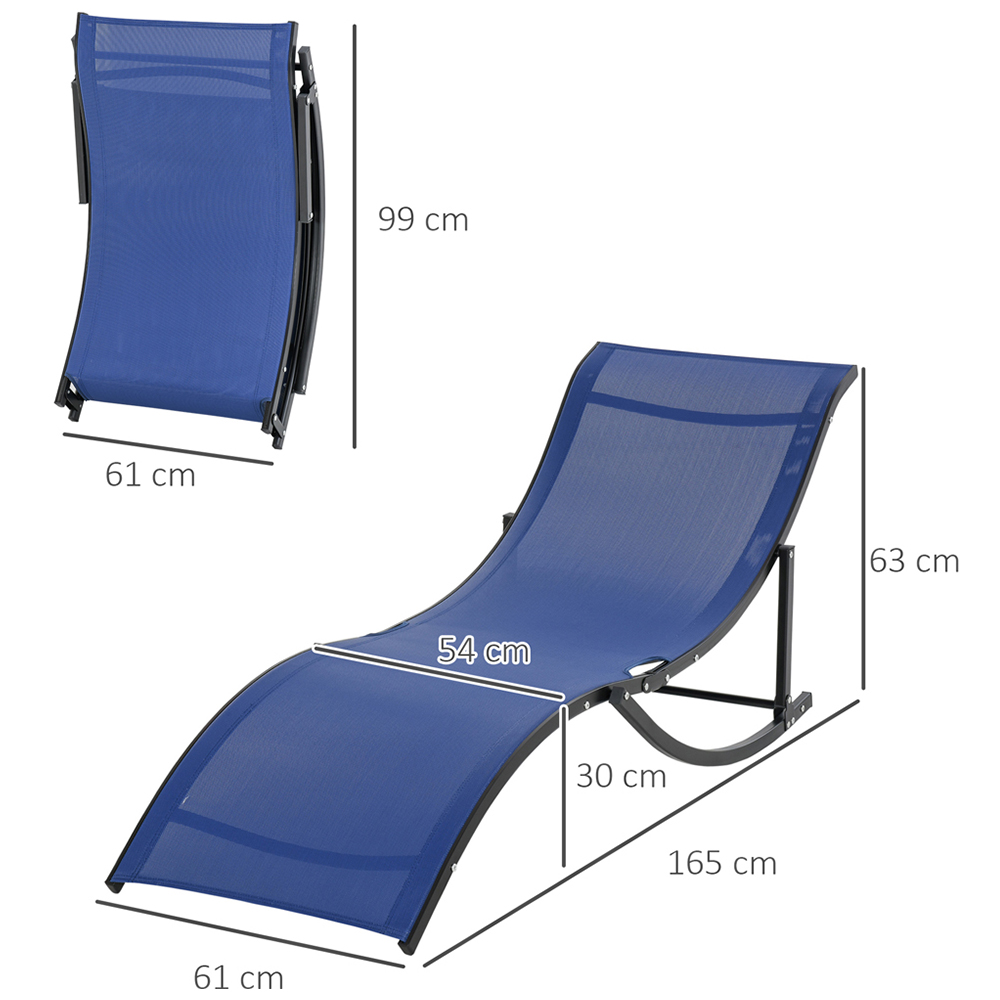 Outsunny Set of 2 Blue S Shaped Foldable Recliner Sun Lounger Image 8