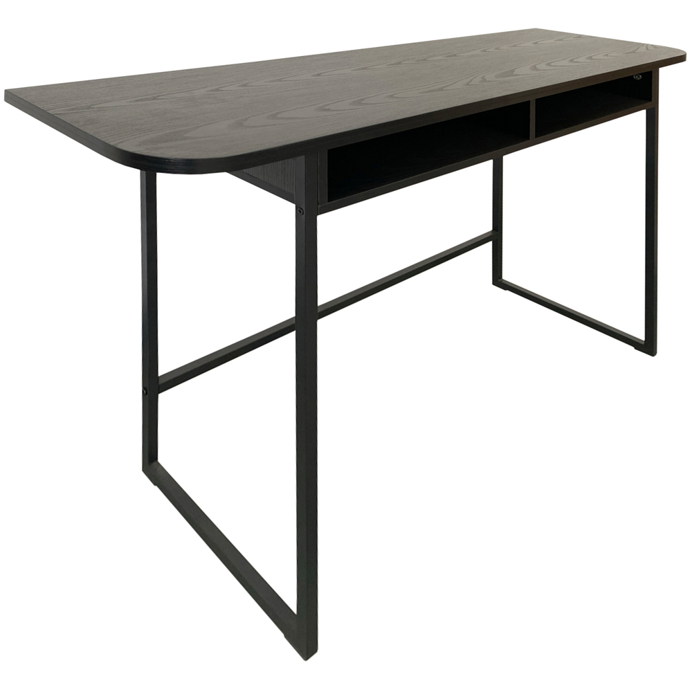 Florence Darlington 2 Shelf Black Console Table with Oak Top Image 2