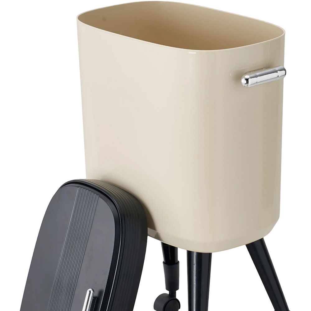 Living and Home Cream Flip Lid Rubbish Bin with Wheels 15L Image 4