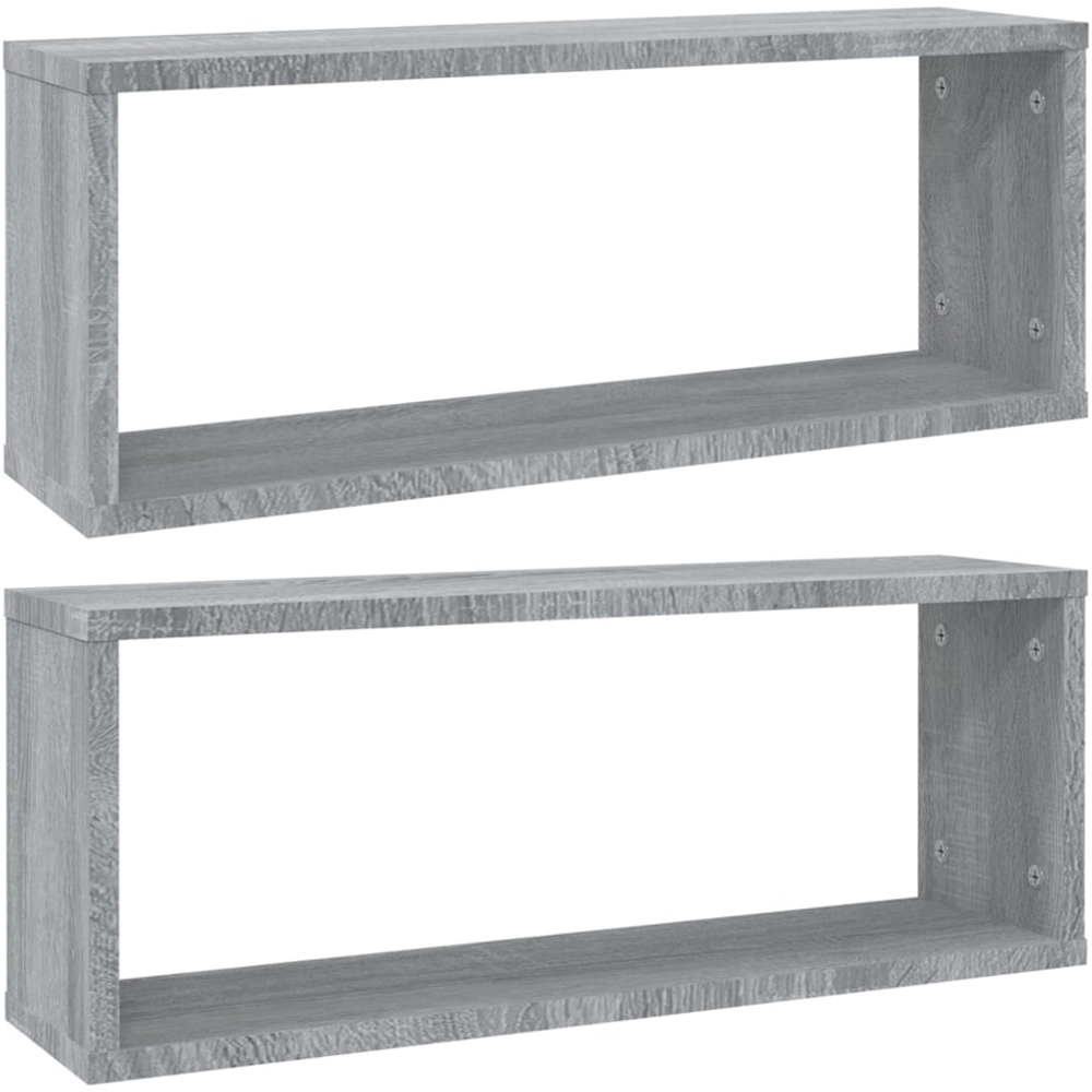 vidaXL 60cm Set of 2 Grey Sonoma Cube Floating Wall Shelf Image 1