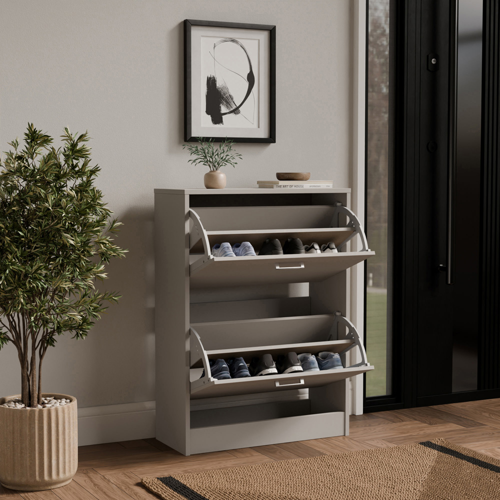 GFW Stirling 2 Tier Grey Shoe Cabinet Image 4
