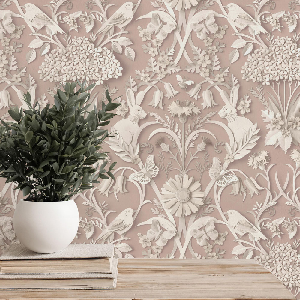 Fine Decor Woodland Pink Wallpaper Image 3