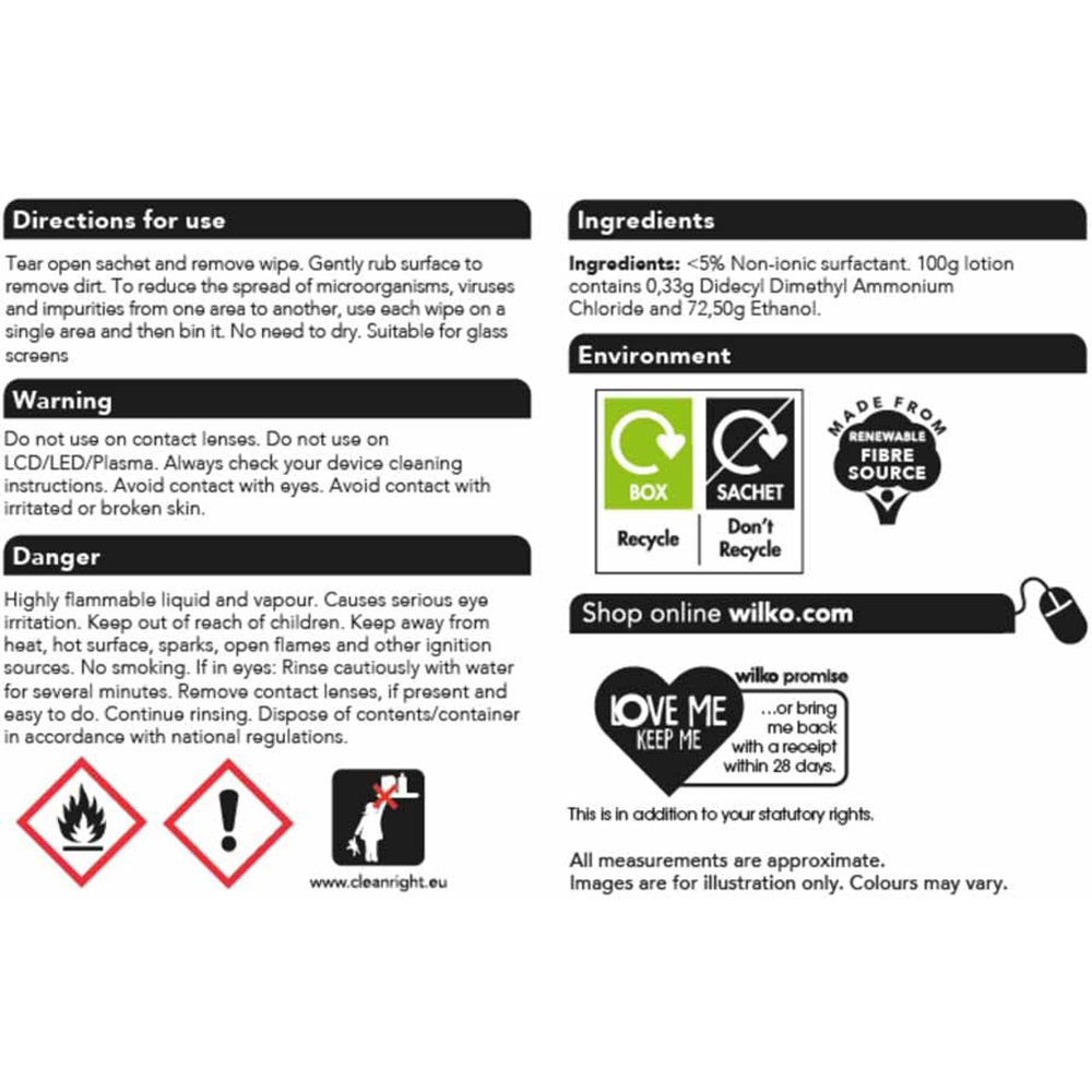 Wilko Antiviral Mobile Device Wipes Image 2