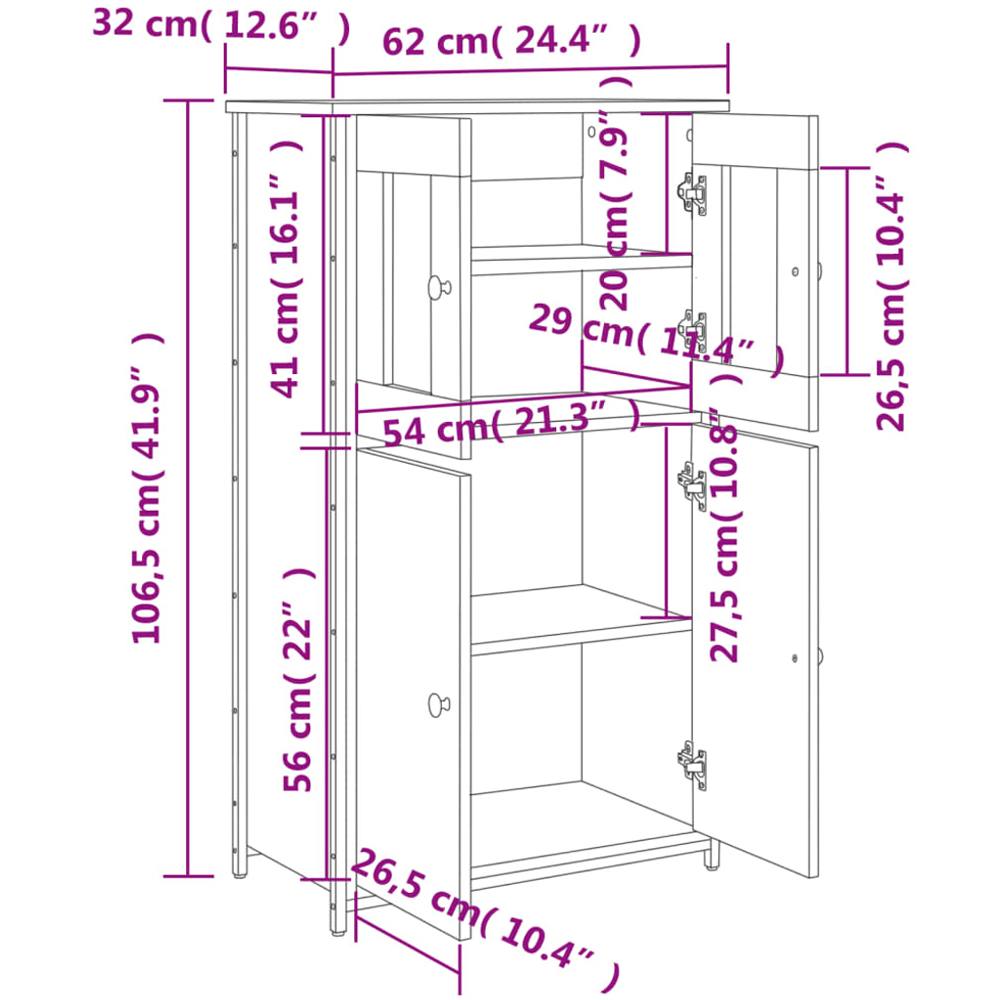 vidaXL 4 Door Sonoma Oak Highboard Image 9
