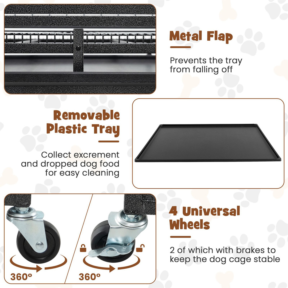Costway Large 2 Door Foldable Metal Dog Cage 120cm Image 7