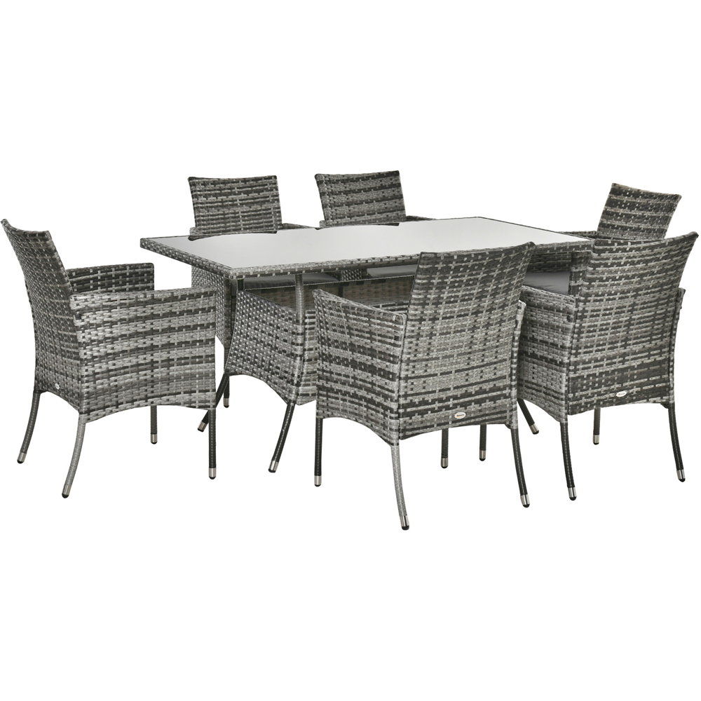 Outsunny Rattan 6 Seater Dining Set Grey Image 2