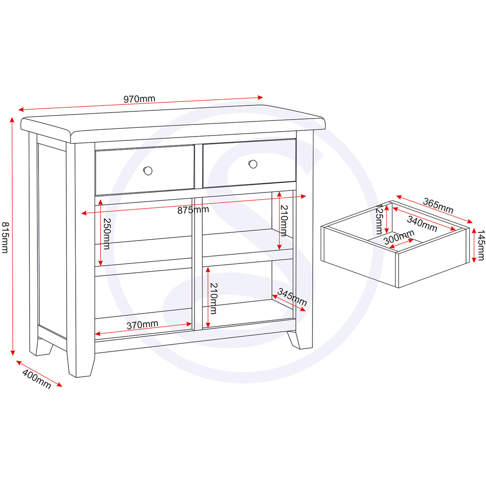 Seconique Windsor 2 Door 2 Drawer Ivory and Oak Sideboard Image 9