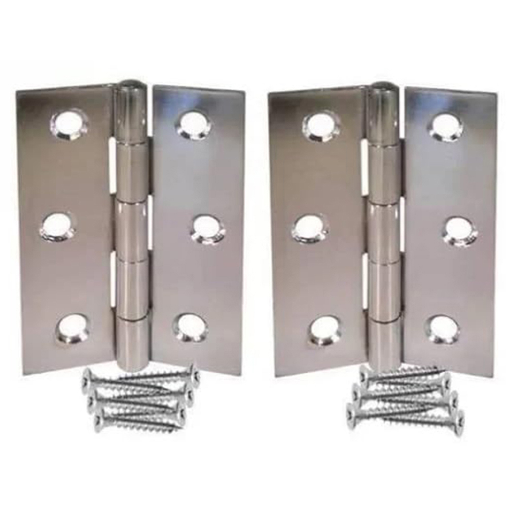 Golden Grace Zinc Plated Silver Standard Butt Hinges 75mm 2 Pack Image