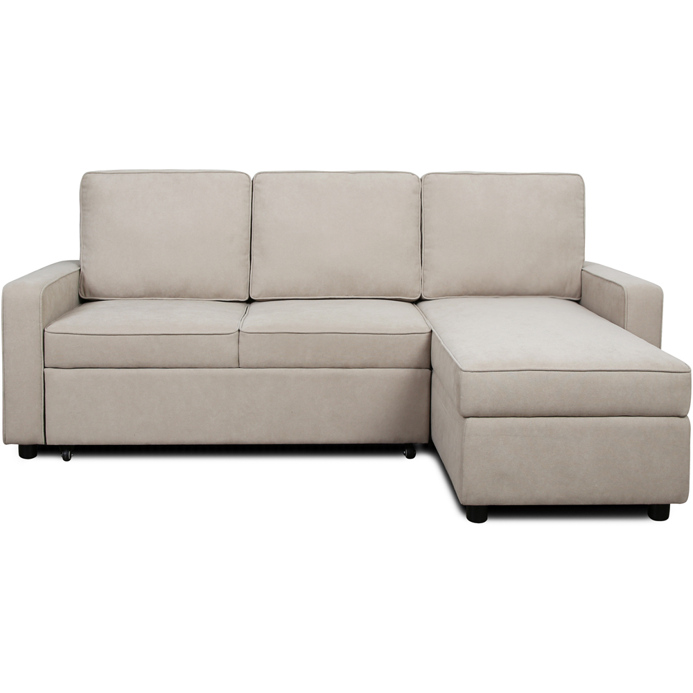 Selene Double Sleeper Beige Linen Corner Sofa Bed Image 2