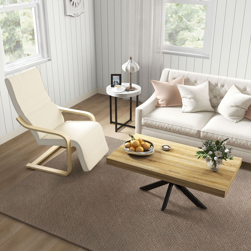 HOMCOM Industrial Natural Coffee Table with Steel Frame Image 5