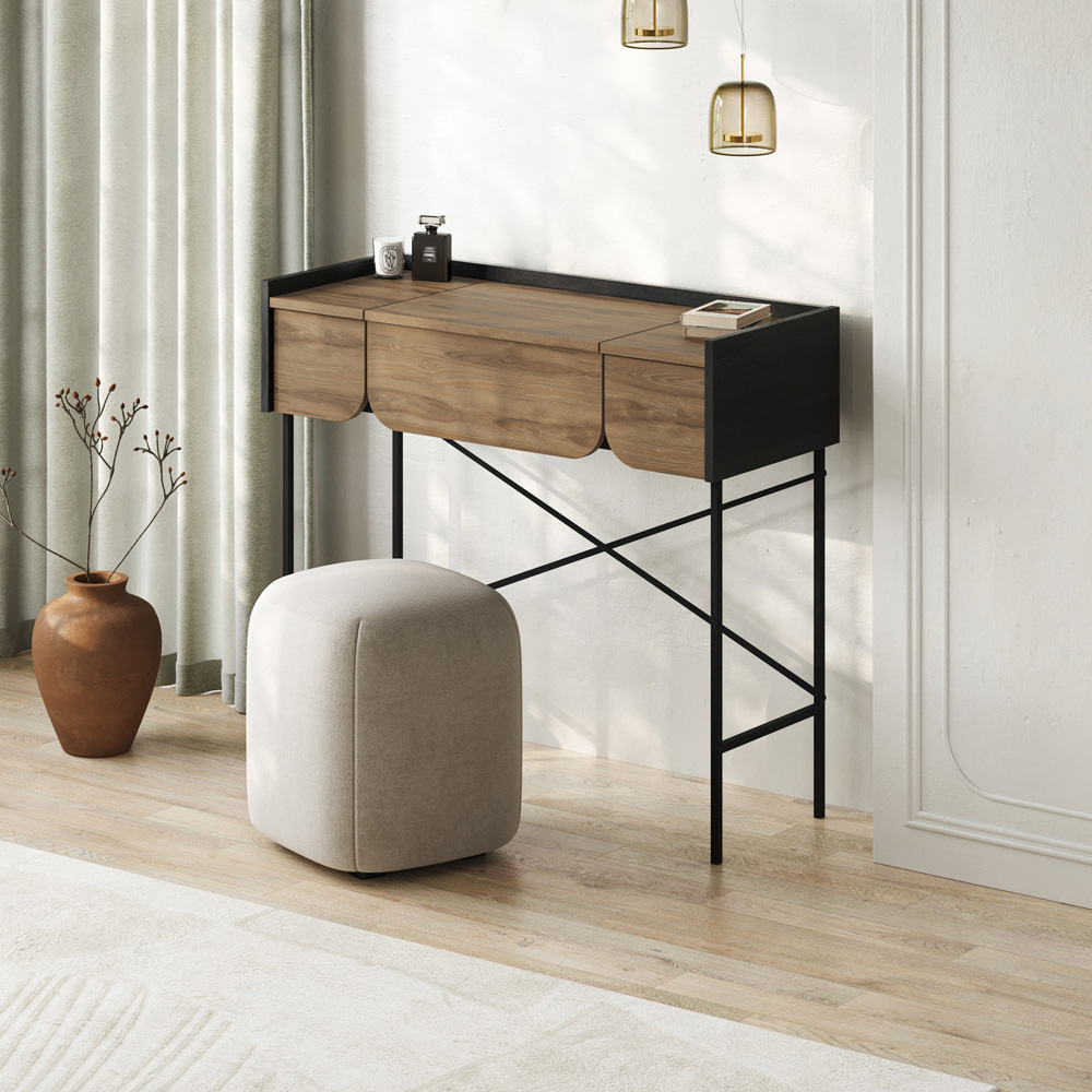 Decortie Terra Ud and Blackwood Make-Up Table with Lift-Up Door Image 5