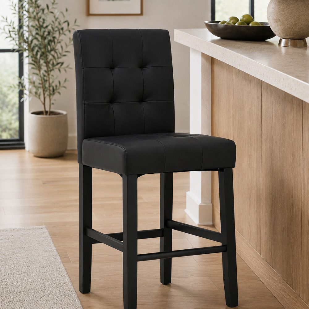 Premier Housewares Regents Park Black Leather Bar Chair Image 3
