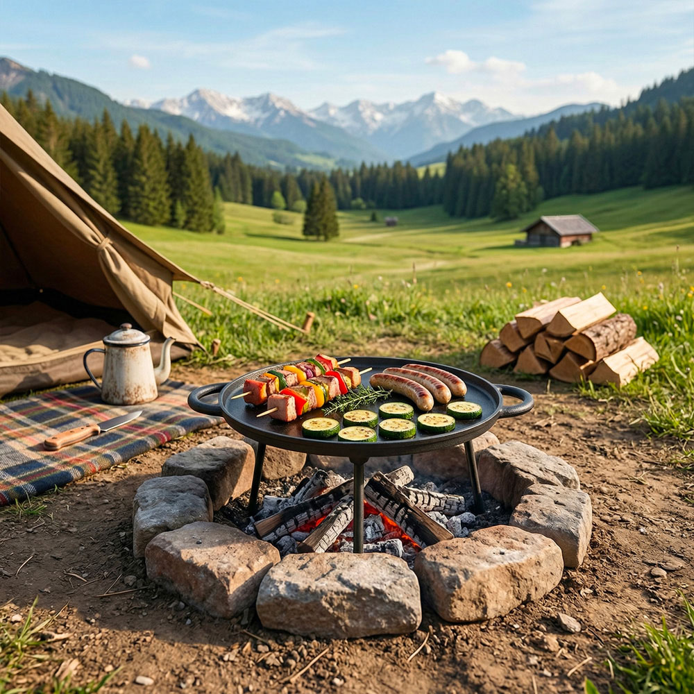 Living and Home Cast Iron Griddle Pan with Removable Legs Image 7