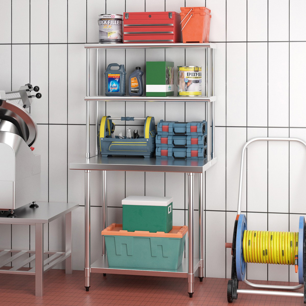 Costway 2 Shelf Adjustable Stainless Steel Overshelf Image 5