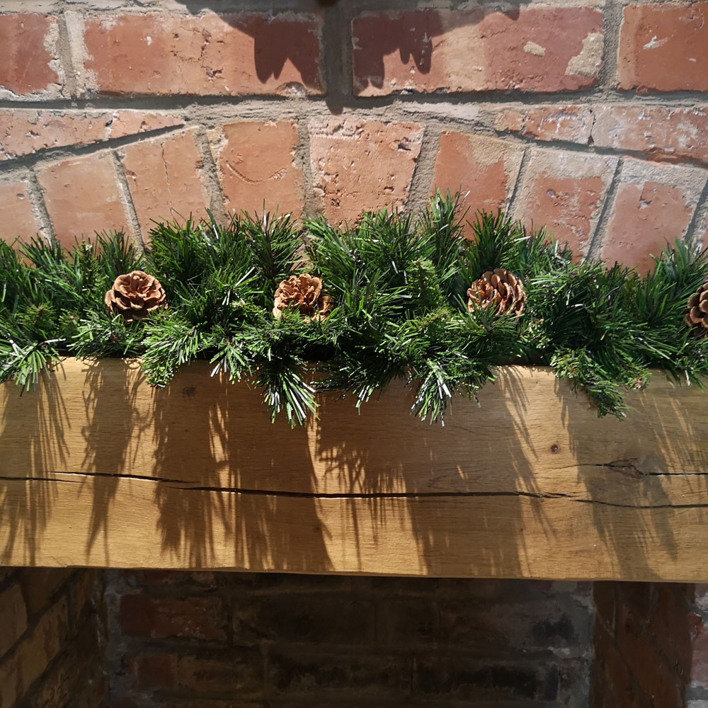 Samuel Alexander Snow Time Green Princess Christmas Garland Swag with Pinecones 90cm Image 5