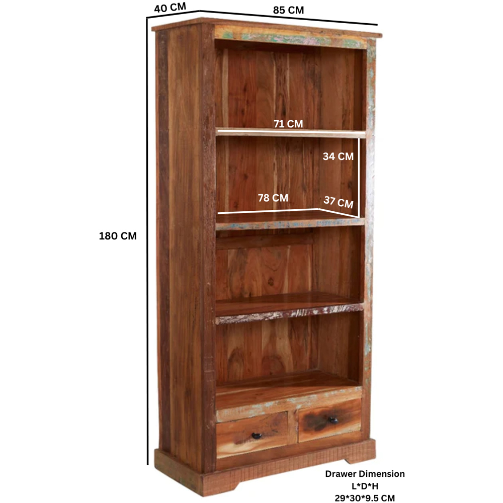 Brooklyn Camea 2 Drawer 4 Shelf Wooden Bookcase Image 5