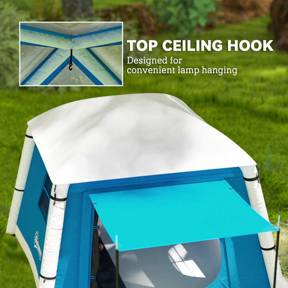 Outsunny 2 Person Easy Setup Inflatable Camping Tent with Pump Light Blue Image 7