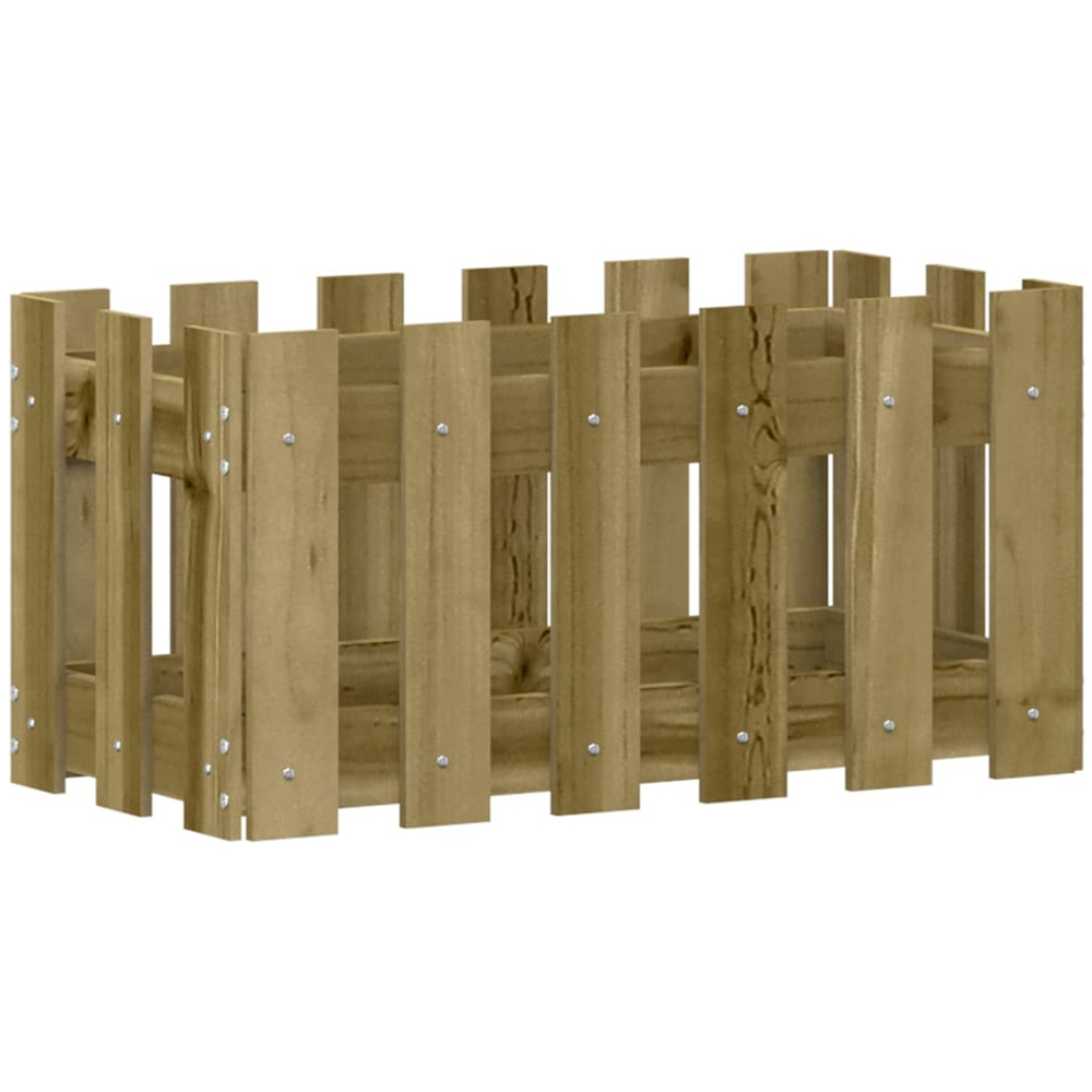 vidaXL Natural Impregnated Pine Wood Fence Design Garden Planter 60 x 30 x 30cm Image 1